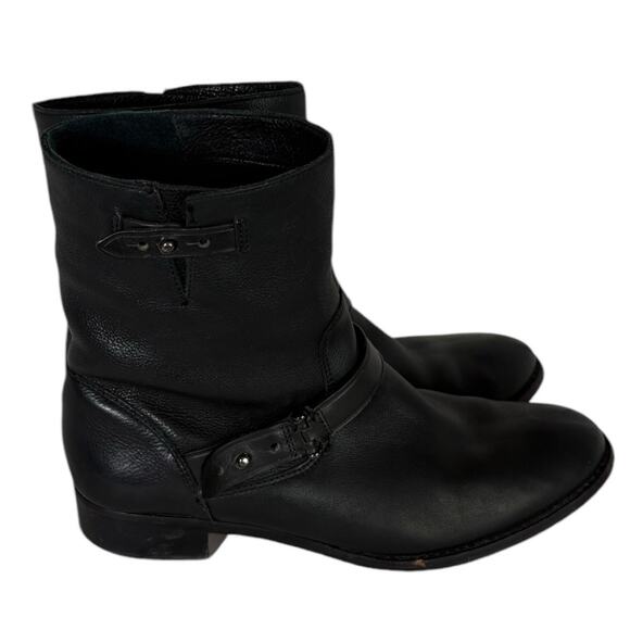 Coach Amy Soft Black Leather Flat Moto Boot Size 8.5 - Picture 9 of 9